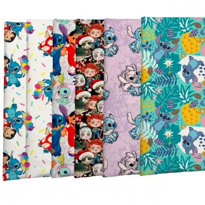 The Factory Outlet Vibrant Summer Themed Popular Cartoon Stitch Digital Printed Organic Cotton Twill Fabric For Garment