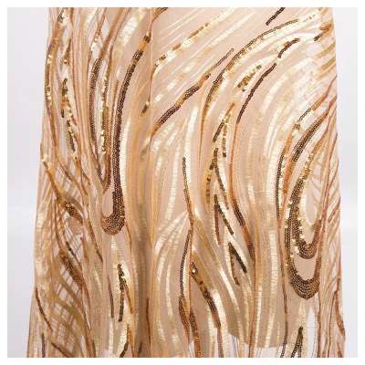 100% polyester sequin net embroidered fabric